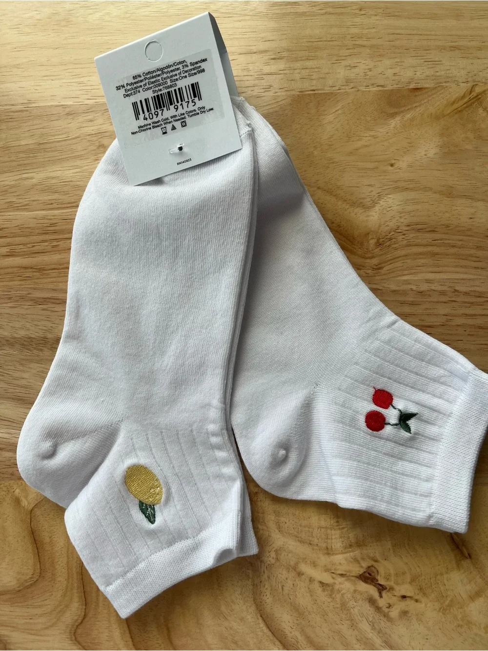 LOFT White Fruit Ankle Sock Set with Cherry & Lemon Embroidery